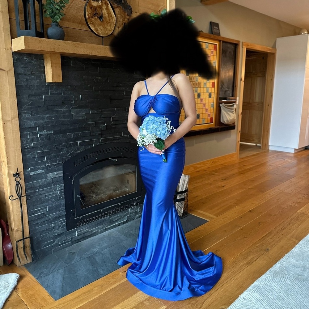 Satin Royal Blue Prom Dress